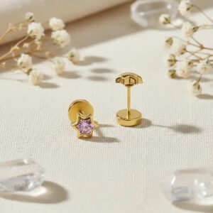 Par Abridores Estrella con Piedra Cubic