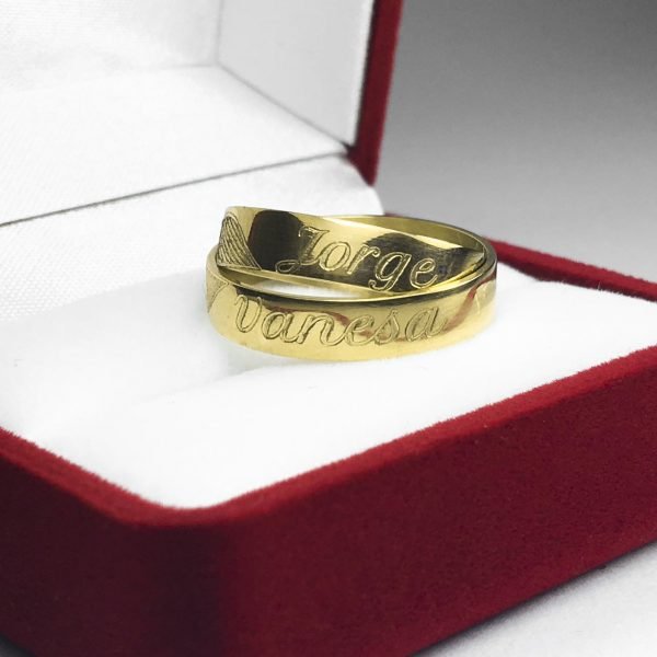 Par de Alianzas Oro 18K Nombres grabados Y Corazon 4 Gramos - Imagen 2