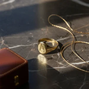 Anillo Sello Oro 18 K Unisex 0,8 Gramos