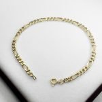 Pulsera Oro 18 K 3 Y 1 Figaro 4 Mm 22 Cm 4.5 Gramos