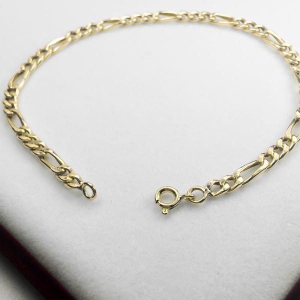 Pulsera Oro 18 K 3 Y 1 Figaro 4 Mm 22 Cm 4.5 Gramos - Imagen 2