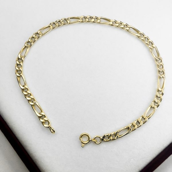 Pulsera Oro 18 K 3 Y 1 Figaro 4 Mm 22 Cm 4.5 Gramos - Imagen 3