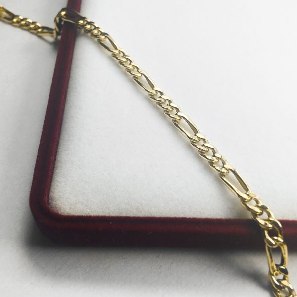 Pulsera Oro 18 K 3 Y 1 Figaro 4 Mm 22 Cm 4.5 Gramos - Imagen 4