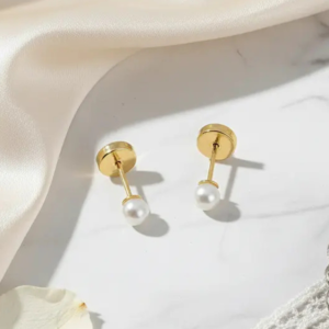 Par Aritos Abridores Oro 18 K Perla Cultivada Chica