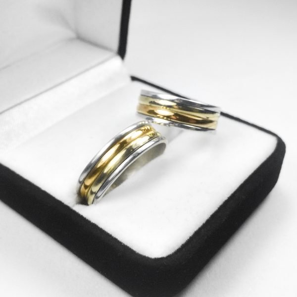 Par de Alianzas Plata 925 y Oro 18K Tricolor - Imagen 2
