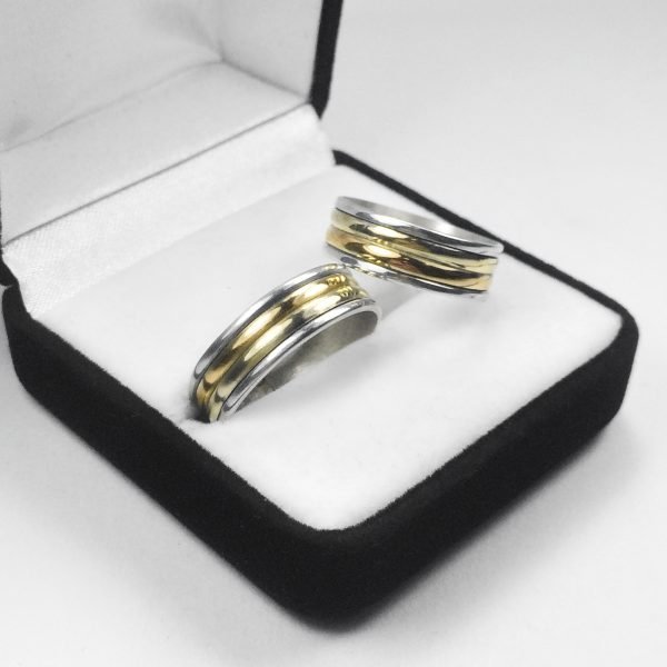 Par de Alianzas Plata 925 y Oro 18K Tricolor - Imagen 3
