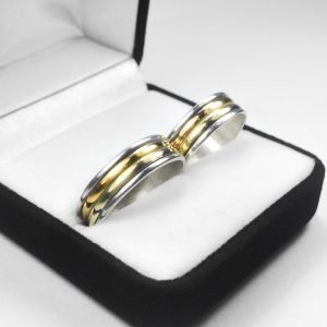Par de Alianzas Plata 925 y Oro 18K Tricolor