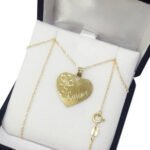 Conjunto Oro 18 K Cadena Singapur con Dije Corazon Mediano