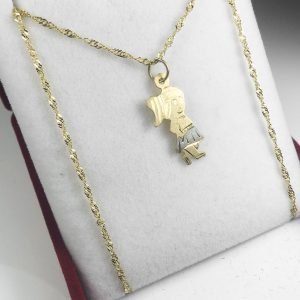 Conjunto Oro 18 K Cadena Singapur Con Nena Cancherita