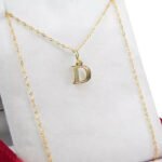 Conjunto Oro 18 K Cadena Oro Singapur Con Dije Inicial Facetada