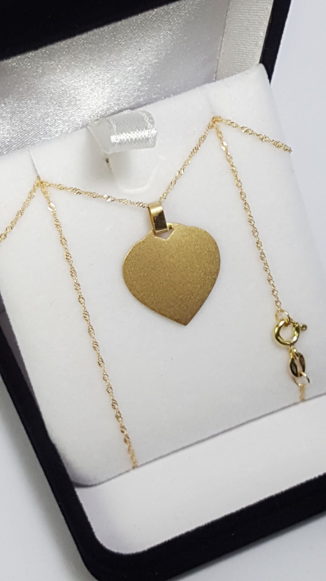 Conjunto Oro 18 K Cadena Singapur con Dije Corazon Mediano - Imagen 4