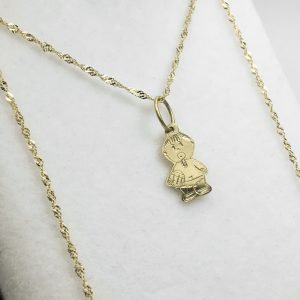 Conjunto Oro 18 K Cadena Singapur Con Nene Bebote Compu