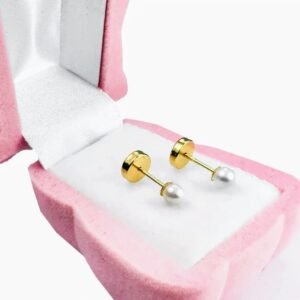 Par Aritos Abridores Oro 18 K Perla Cultivada Chica