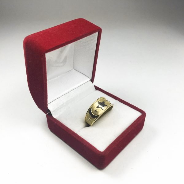 Anillo Oro 18K Mayor Menor Luna y Estrella 1.6 Gramos - Imagen 2