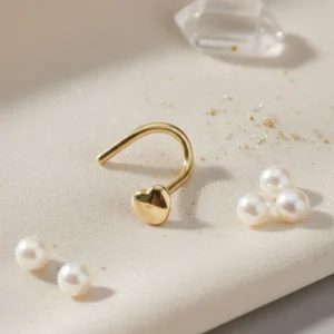 Piercing Oro 18K Para Nariz Corazón