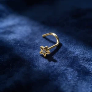 Piercing Oro 18K Para Nariz Estrella Con Piedra