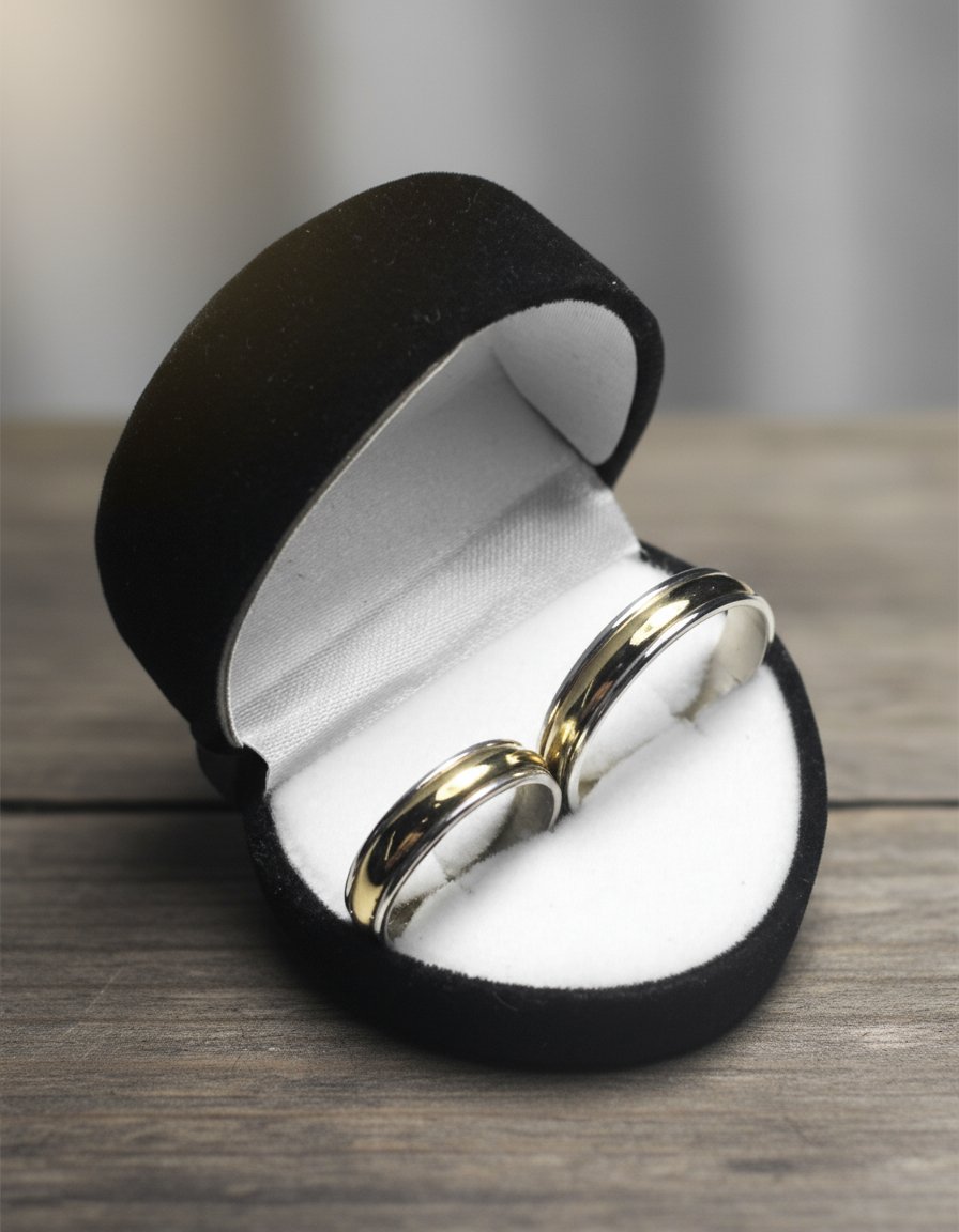 Par Alianzas Plata 925 y Oro 18 K Anchas Compromiso