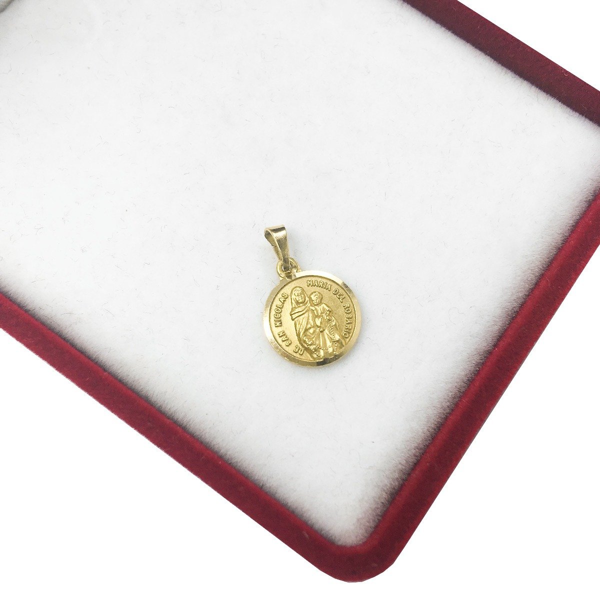 Medalla Religiosa Oro 18K Virgen del Rosario de San Nicolas 10 Mm