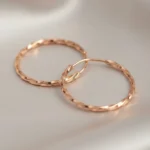 Par Aros Cubanos Retorcidos Oro 18k 14 Mm 0.6 Gramos