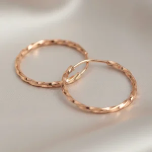 Par Aros Cubanos Retorcidos Oro 18k 14 Mm 0.6 Gramos