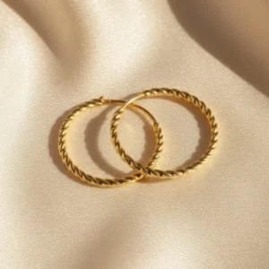 Par Aros Oro 18k Argollas Cubano Retorcidos 18 Mm 0.8 Gramos