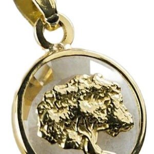 Dije Árbol De La Vida Oro 18k Cristal De Roca Chico