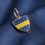 Dije Escudo Futbol Oro 18 K Boca Esmaltado Chico 0.6 Gramos
