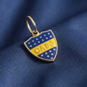 Dije Escudo Futbol Oro 18 K Boca Esmaltado Chico 0.6 Gramos