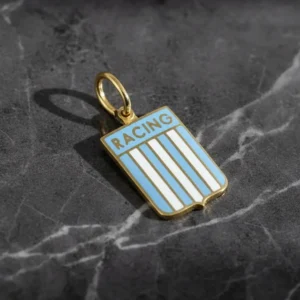 Dije Escudo Futbol Oro 18 K Racing Esmaltado Grande 1.9 Gramos