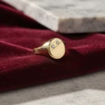 Anillo Sello Ovalado Pulido Oro 18k 2 Piedras 2 Gramos