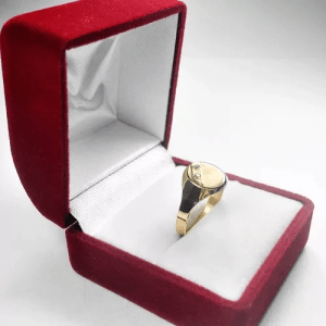 Anillo Sello Ovalado Pulido Oro 18k 2 Piedras 2 Gramos