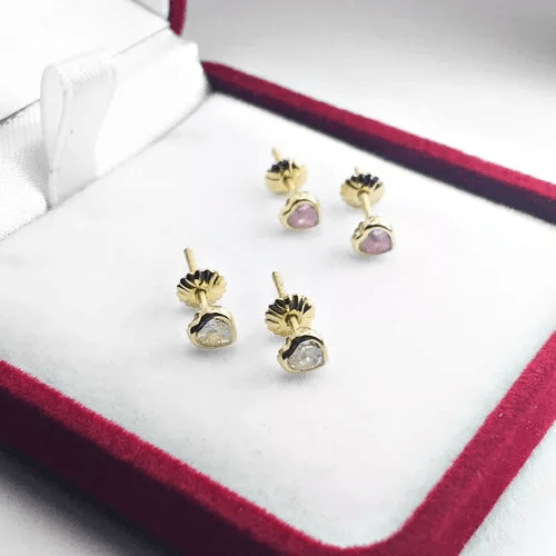 Aros Oro 18k Corazón Chico C/ Piedra