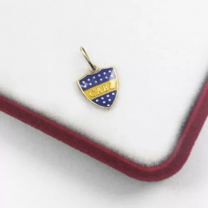 Dije Escudo Futbol Oro 18 K Boca Esmaltado Chico 0.6 Gramos