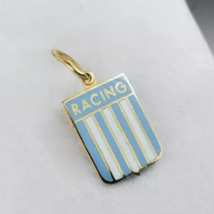 Dije Escudo Futbol Oro 18 K Racing Esmaltado Grande 1.9 Gramos