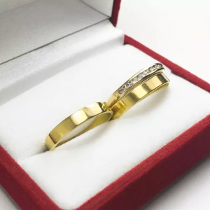 Combo Alianzas Cinta + Anillo Oro 18k 5,4 Grs Casamiento