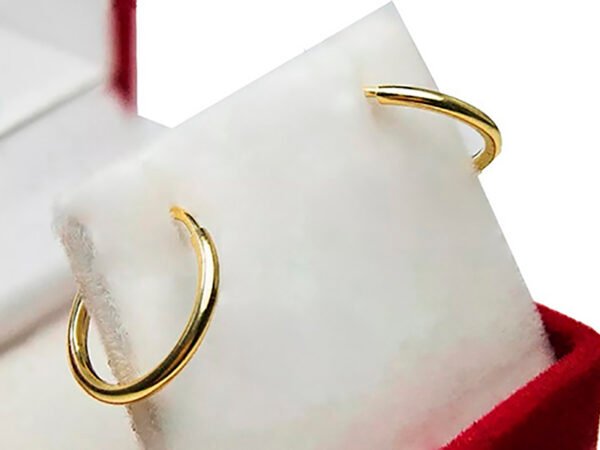 Aros Oro 18k Argollas Cubano Lisos 12mm Niña 0,4 Grs