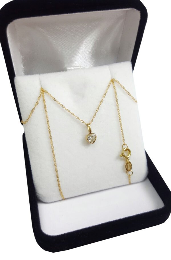 Conjunto Oro 18k Cadena + Dije Corazon Con Piedra
