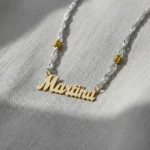 Conjunto Cadena Singapur Plata Y Oro + Nombre Oro 18k Mujer