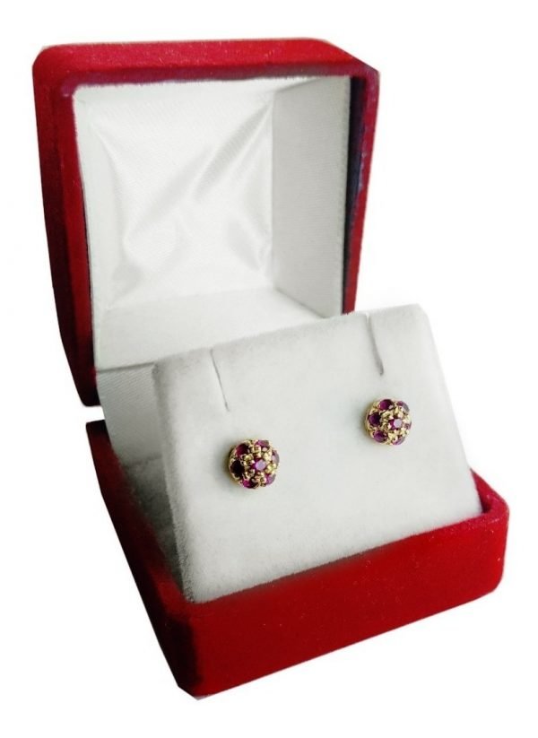 Aros Oro 18 Kts Frutilla Con Piedras Chicos 1.5 Grs 5 Mm