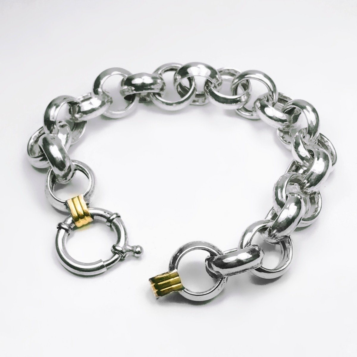 Pulsera 925 Y Oro Rolo Mm Cierre Marinero – Newmar – Joyería &