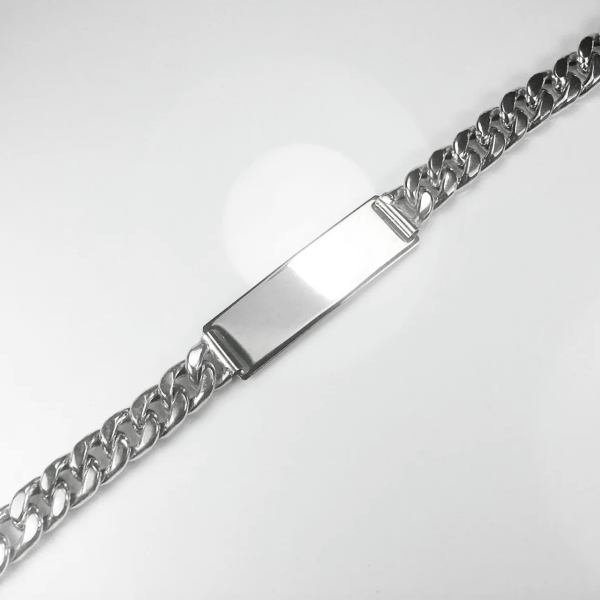 Pulsera Plata 925 Gruesa Identidad Con Grabado Hombre 9 Mm - Imagen 5