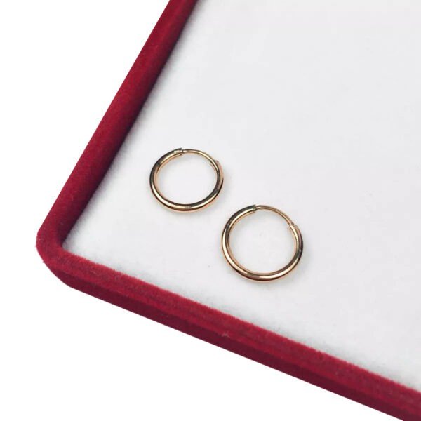 Par de Aros Argollitas Cubanos Oro 18 K 10 mm 0.3 gramos