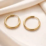 Par Aros Cubanos Lisos Oro 18k 1.1 Gr 16mm Grande Gruesos
