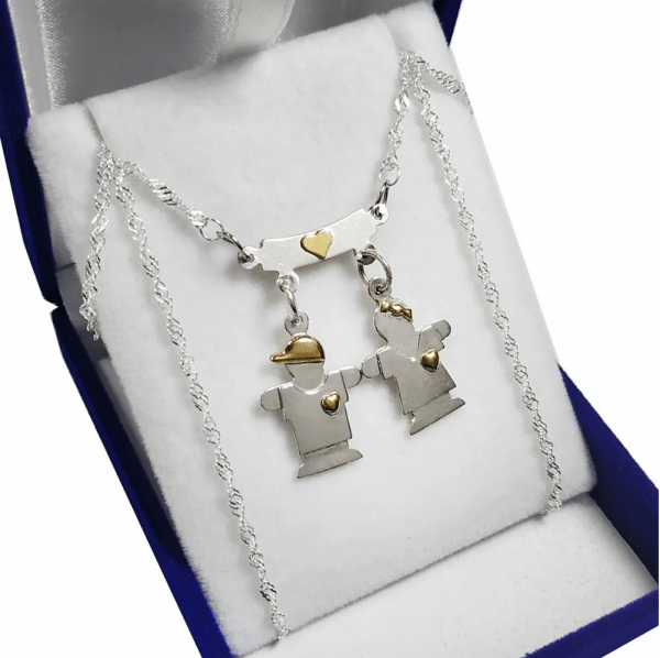 Conjunto Plata 925 Y Oro 18 K Mujer Percha Nenes