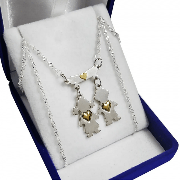 Conjunto Plata 925 Y Oro 18 K Mujer Percha Nenes - Imagen 2