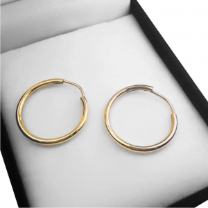 Par Aros Cubanos Lisos Oro 18k 1.1 Gr 16mm Grande Gruesos