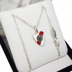 Conjunto Plata 925 Cadena Y  Escudo Boca Esmaltado Mediano