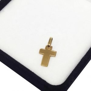 Dije Cruz Oro 18 K Con Bordes Facetados Chica 0.3 Gramos