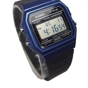 Reloj Casio Vintage Negro Combinado con Azul F91WM-1B