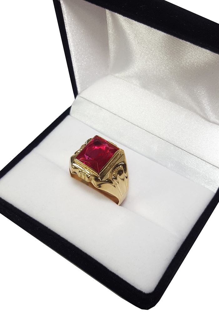 matrimonio provocar botella Anillo Sello Oro 18kts Hombre Con Piedra Roja – Newmar – Joyería & Relojería